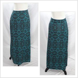 Teal and Black Maxi Skirt Summer Casual Y2K 2000s Fairy Boho